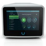 A digital display showing an energy management system interface.