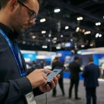 Attendee using the CES app to navigate the show floor
